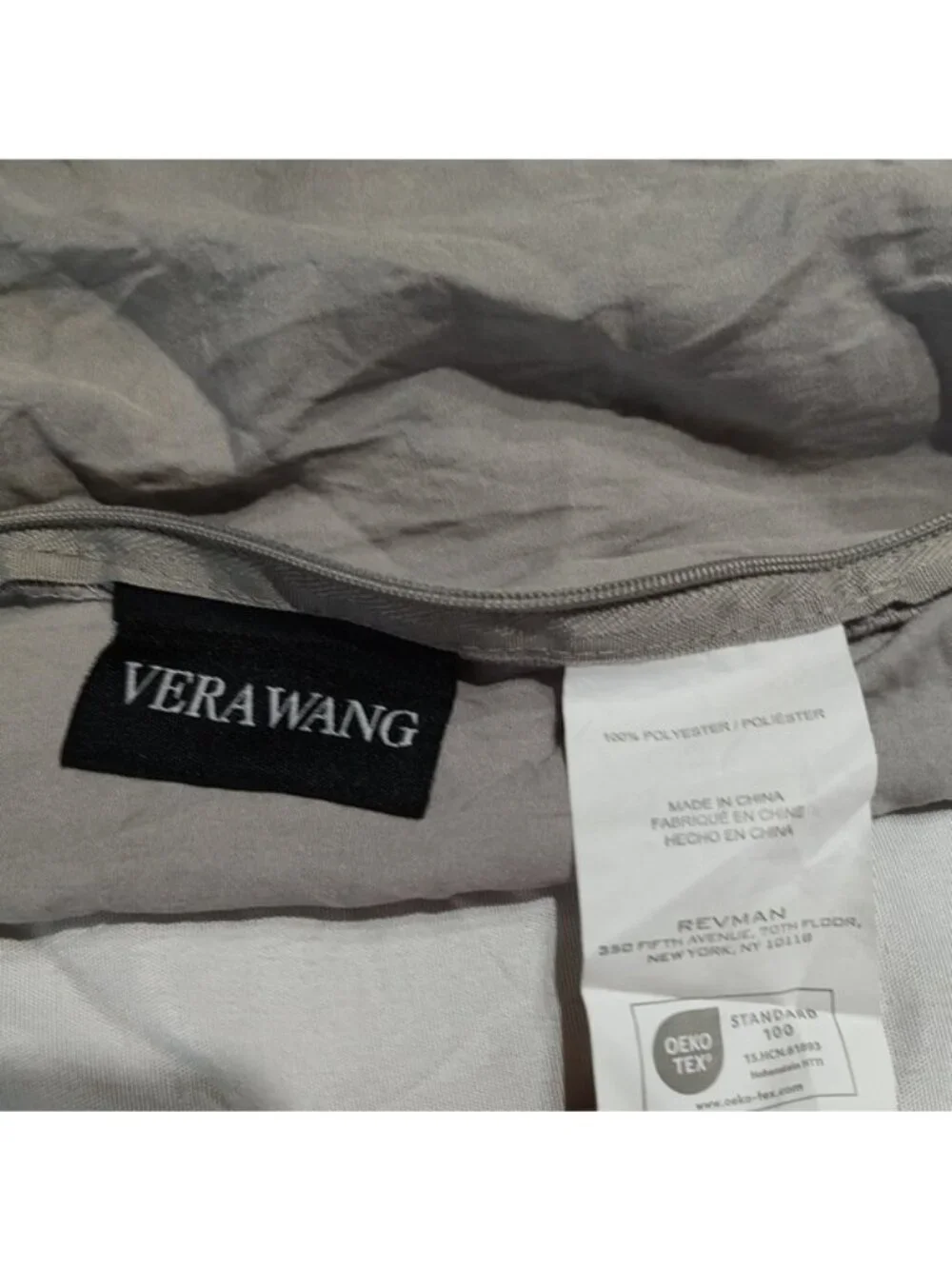 Vera Wang Gray Faux Fur Plush Standard Pillow Shams Covers Set of 2